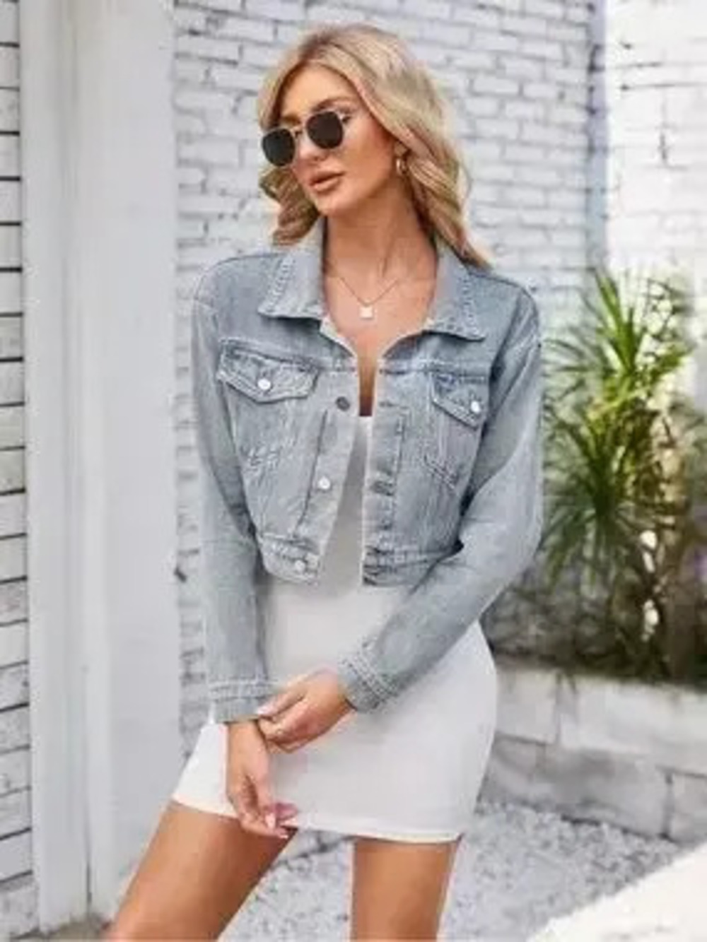 Pocketed Button Up Dropped Shoulder Denim Jacket - Picture 1 of 6